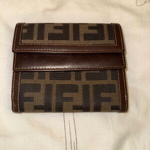 Fendi Brown and Black Logo Wallet